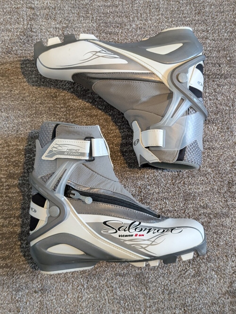 Salomon Vitane 8 SK Women's Skate Pilot Cross-Country Ski Boots Gray White -US 6